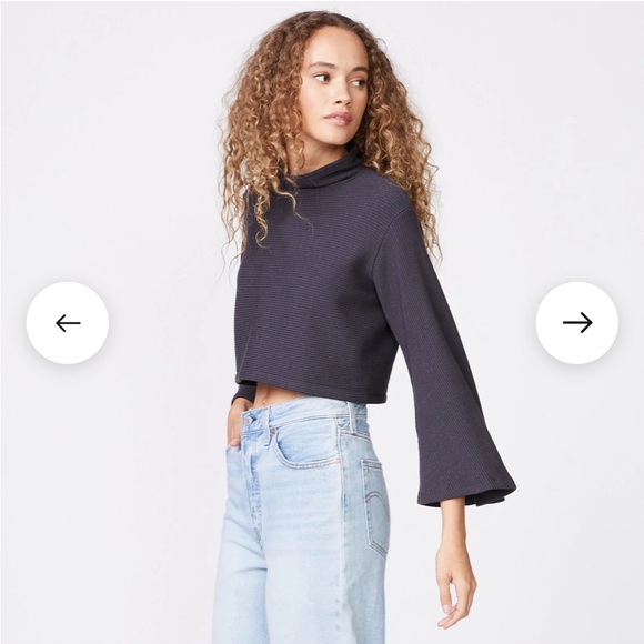 MONROW BRUSHED RIB MOCK NECK TOP - Picture 4 of 9